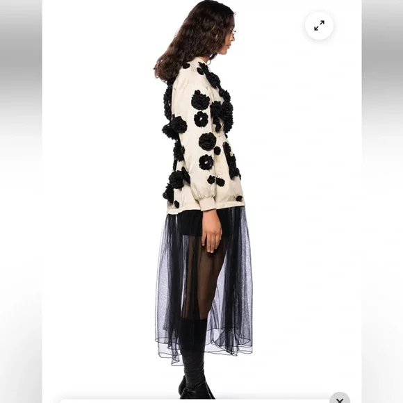 AKIRA Cream and Black Floral Bomber Jacket - Picture 2 of 6